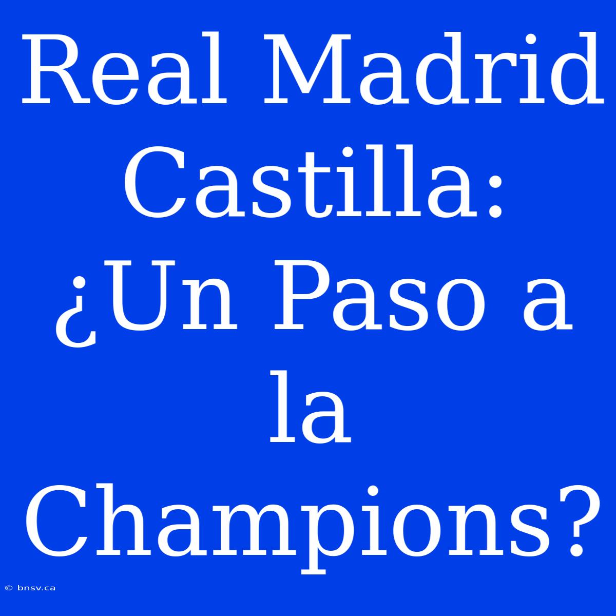 Real Madrid Castilla: ¿Un Paso A La Champions?