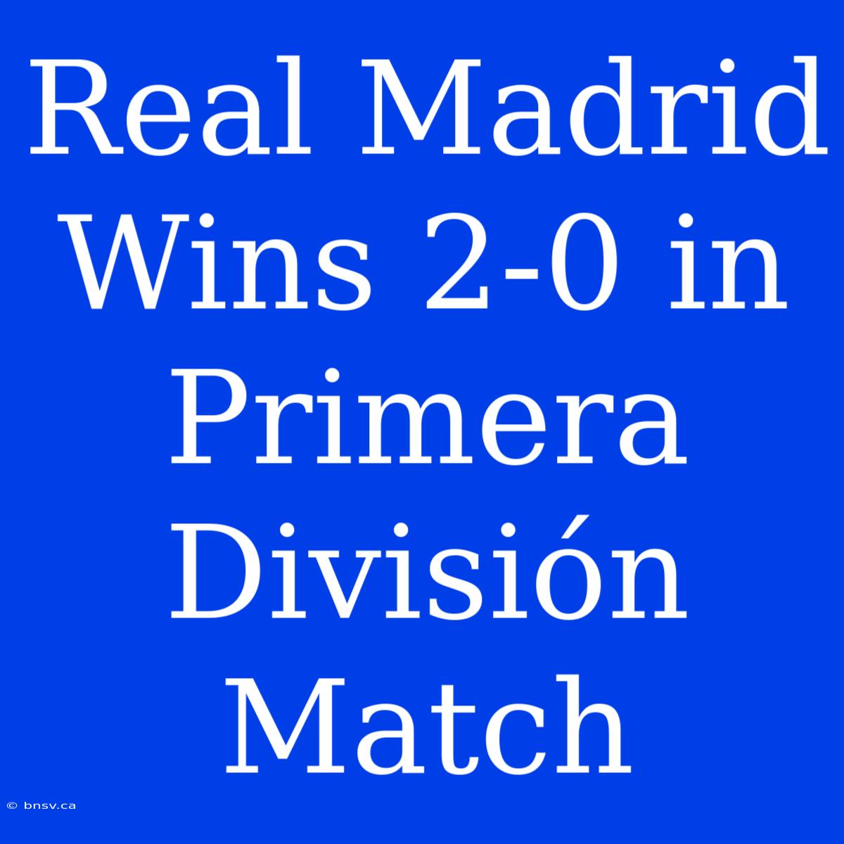 Real Madrid Wins 2-0 In Primera División Match