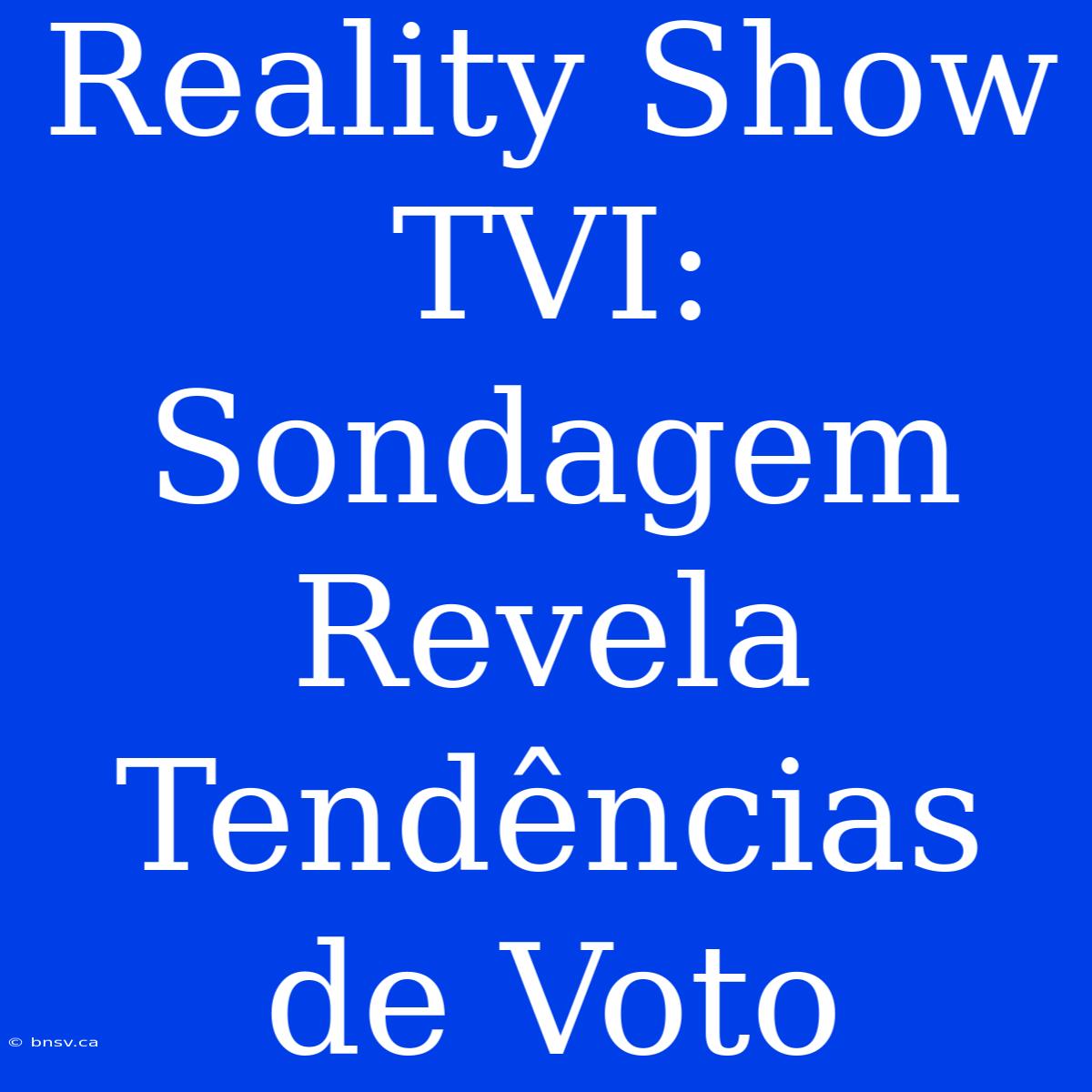 Reality Show TVI: Sondagem Revela Tendências De Voto