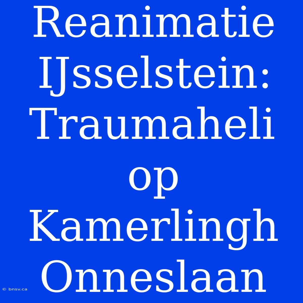 Reanimatie IJsselstein: Traumaheli Op Kamerlingh Onneslaan