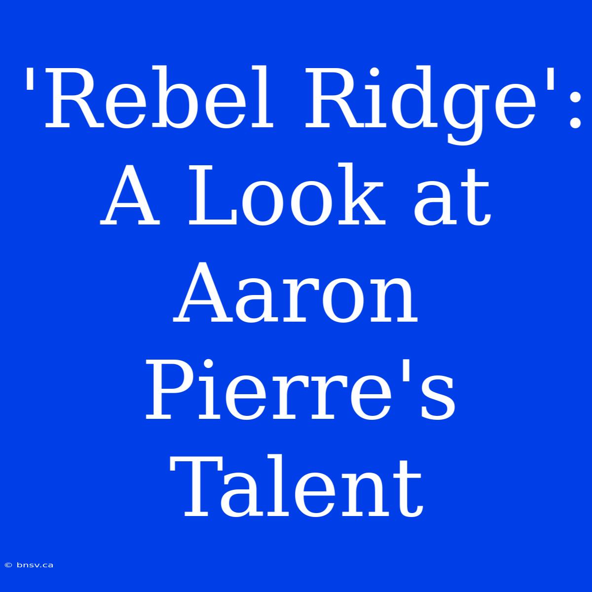 'Rebel Ridge': A Look At Aaron Pierre's Talent