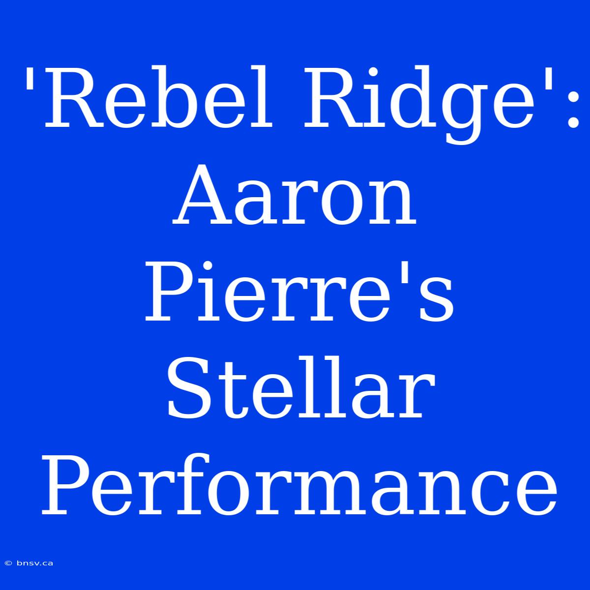 'Rebel Ridge':  Aaron Pierre's Stellar Performance