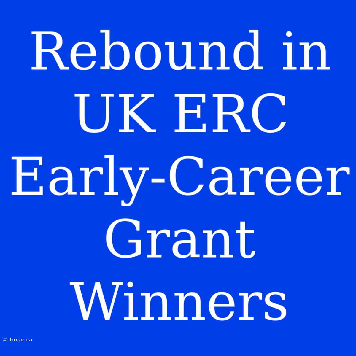 Rebound In UK ERC Early-Career Grant Winners