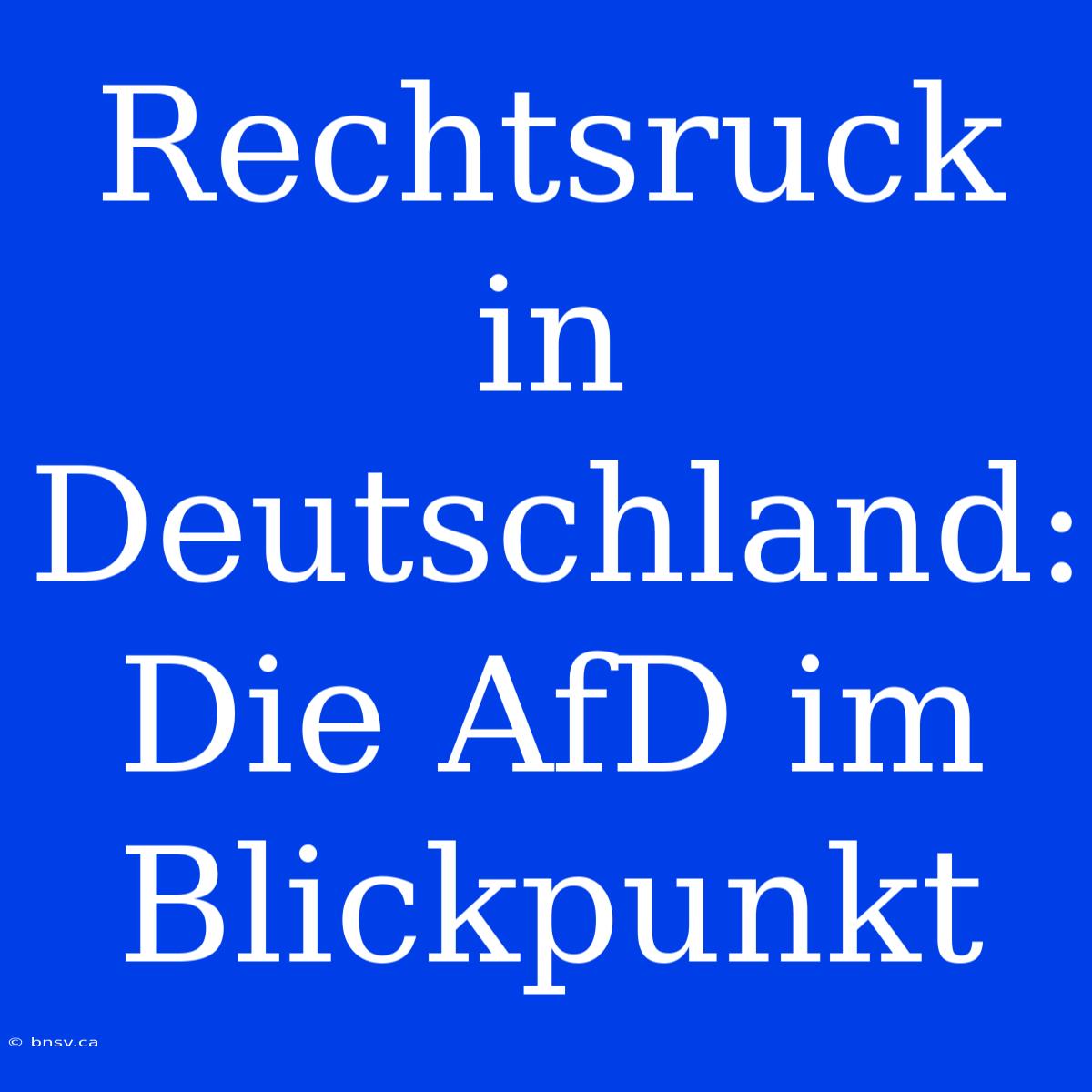 Rechtsruck In Deutschland: Die AfD Im Blickpunkt