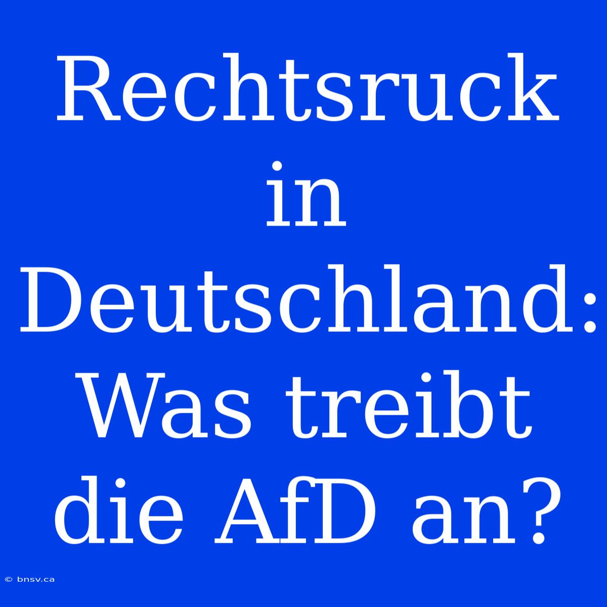 Rechtsruck In Deutschland: Was Treibt Die AfD An?