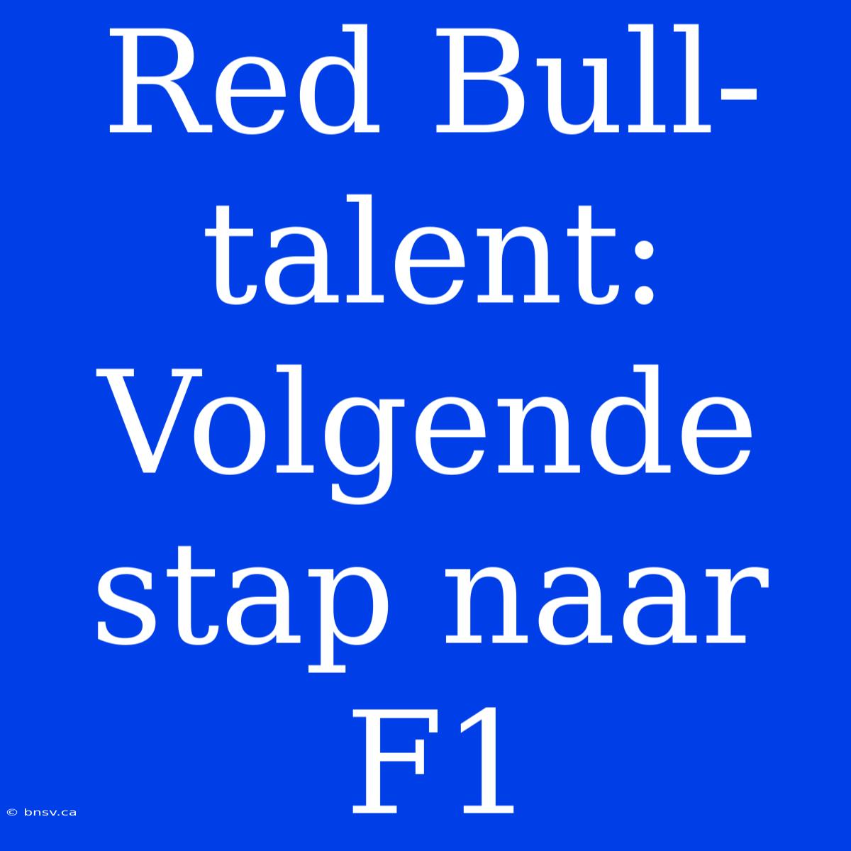 Red Bull-talent: Volgende Stap Naar F1