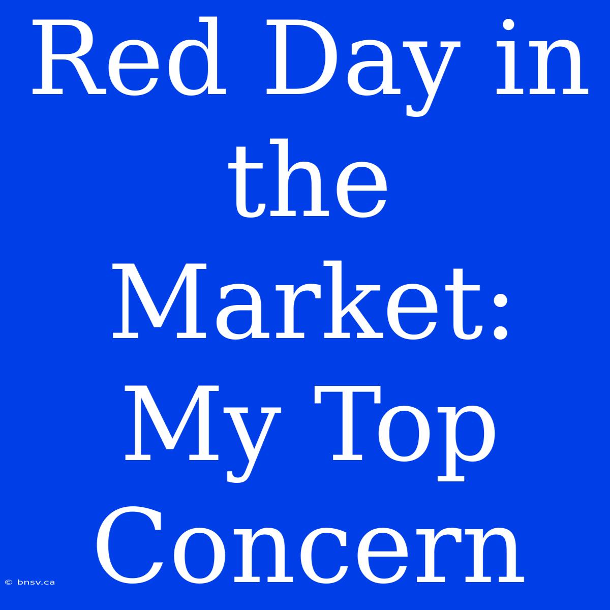 Red Day In The Market: My Top Concern