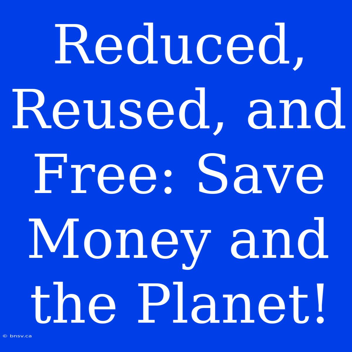 Reduced, Reused, And Free: Save Money And The Planet!