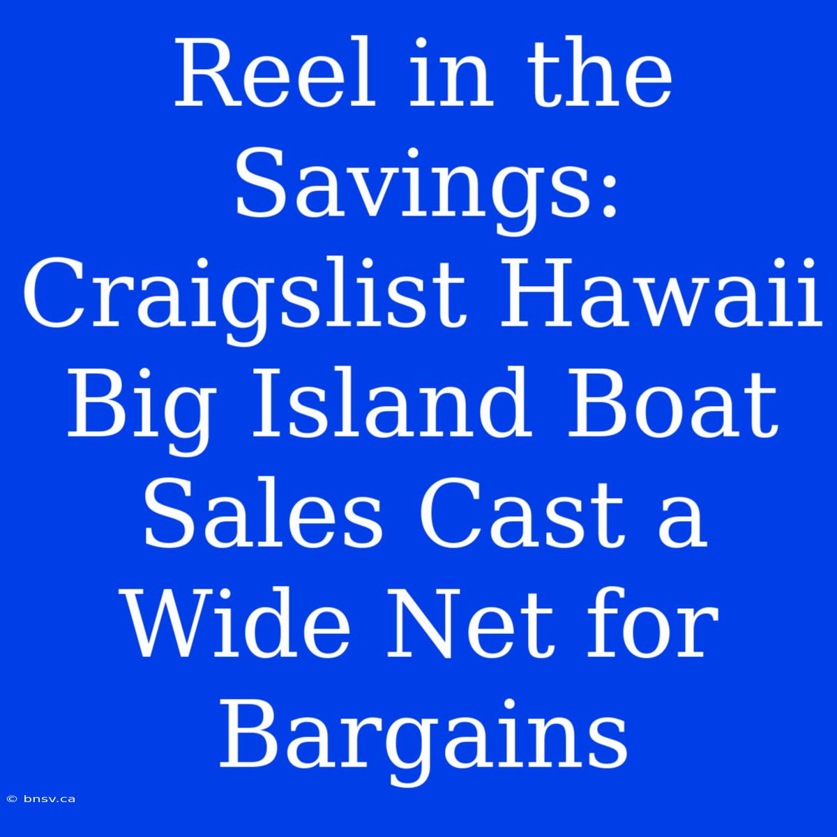 Reel In The Savings: Craigslist Hawaii Big Island Boat Sales Cast A Wide Net For Bargains