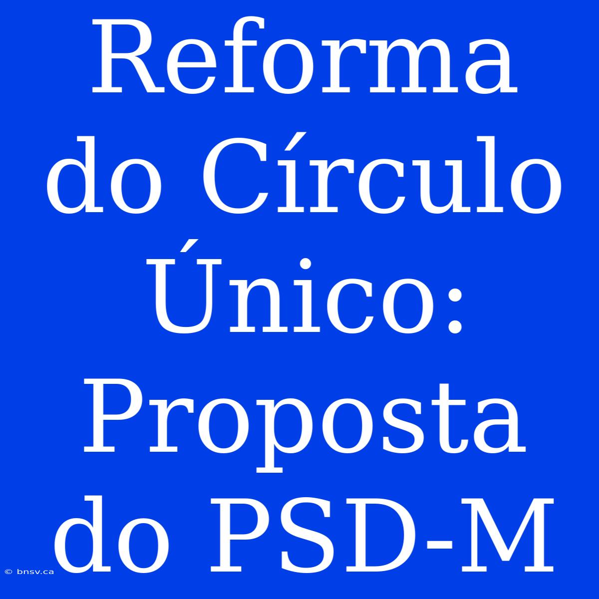 Reforma Do Círculo Único: Proposta Do PSD-M