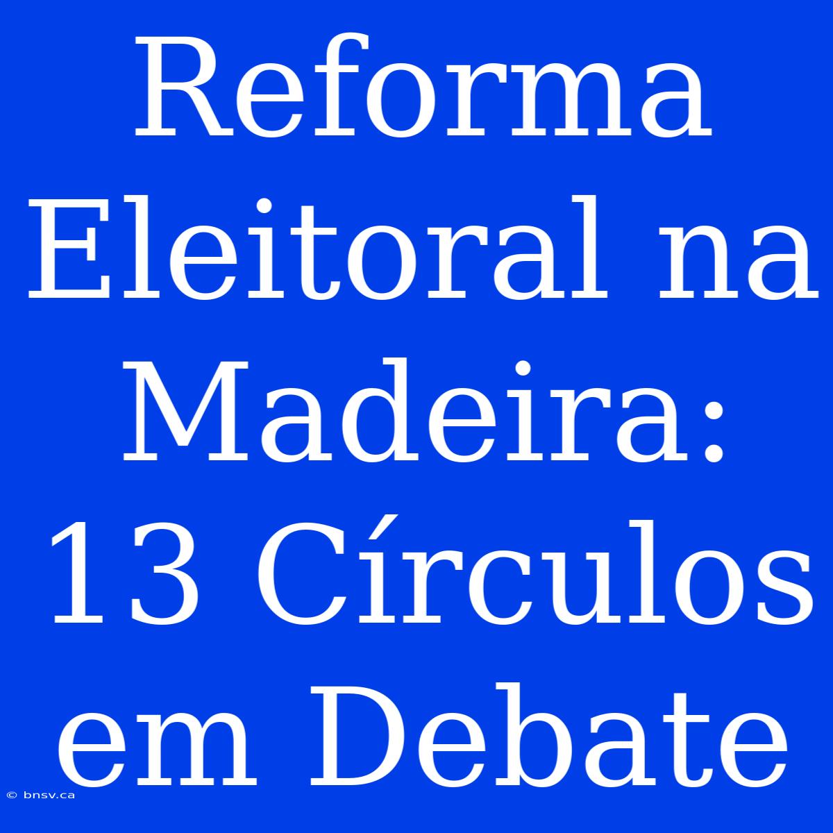 Reforma Eleitoral Na Madeira: 13 Círculos Em Debate