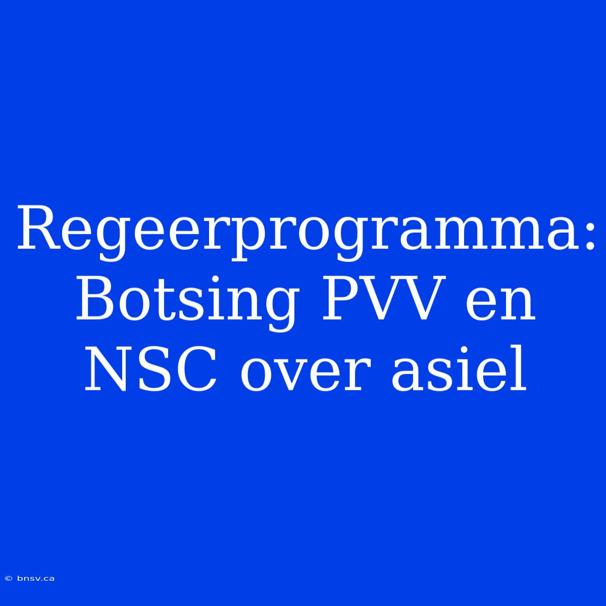 Regeerprogramma: Botsing PVV En NSC Over Asiel