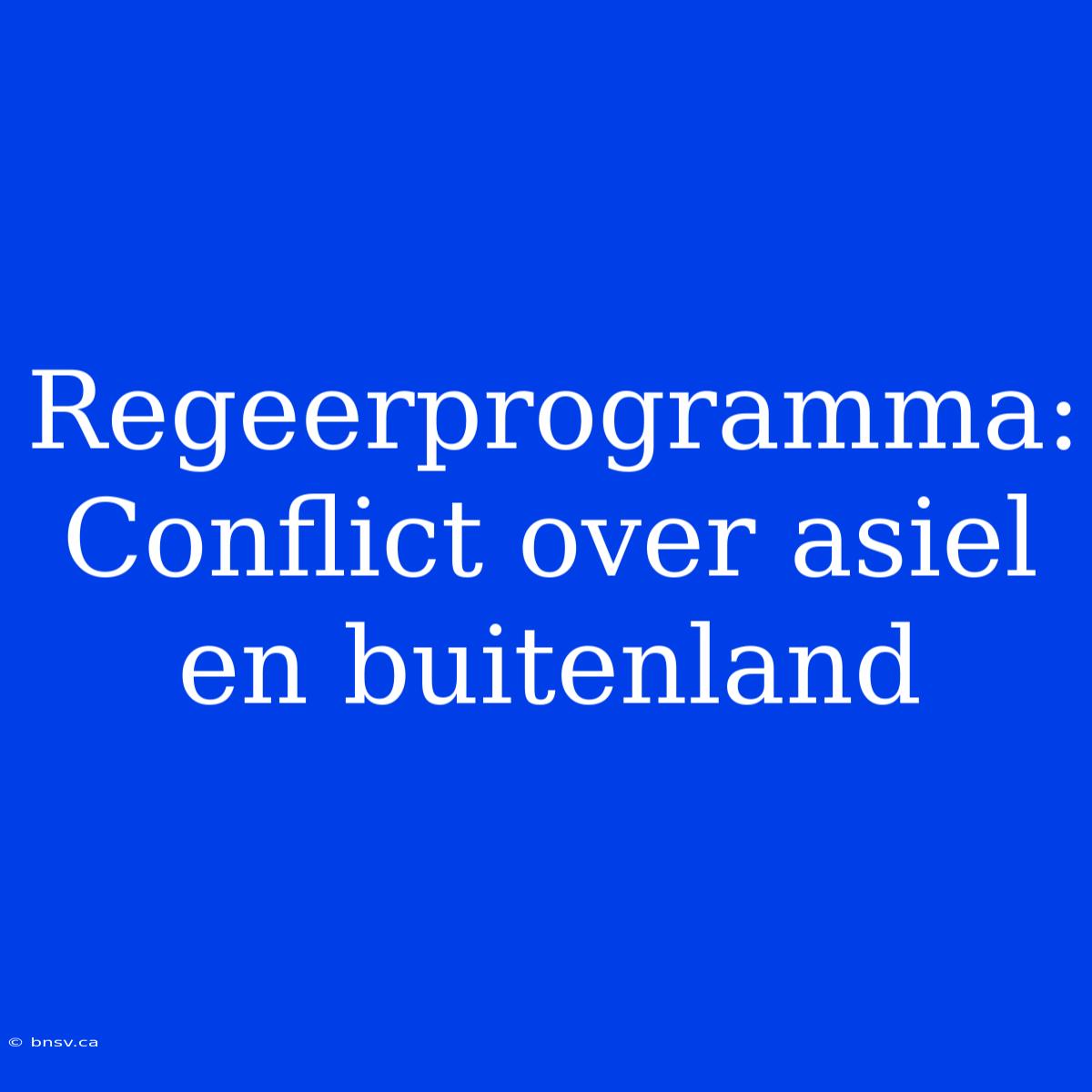 Regeerprogramma: Conflict Over Asiel En Buitenland