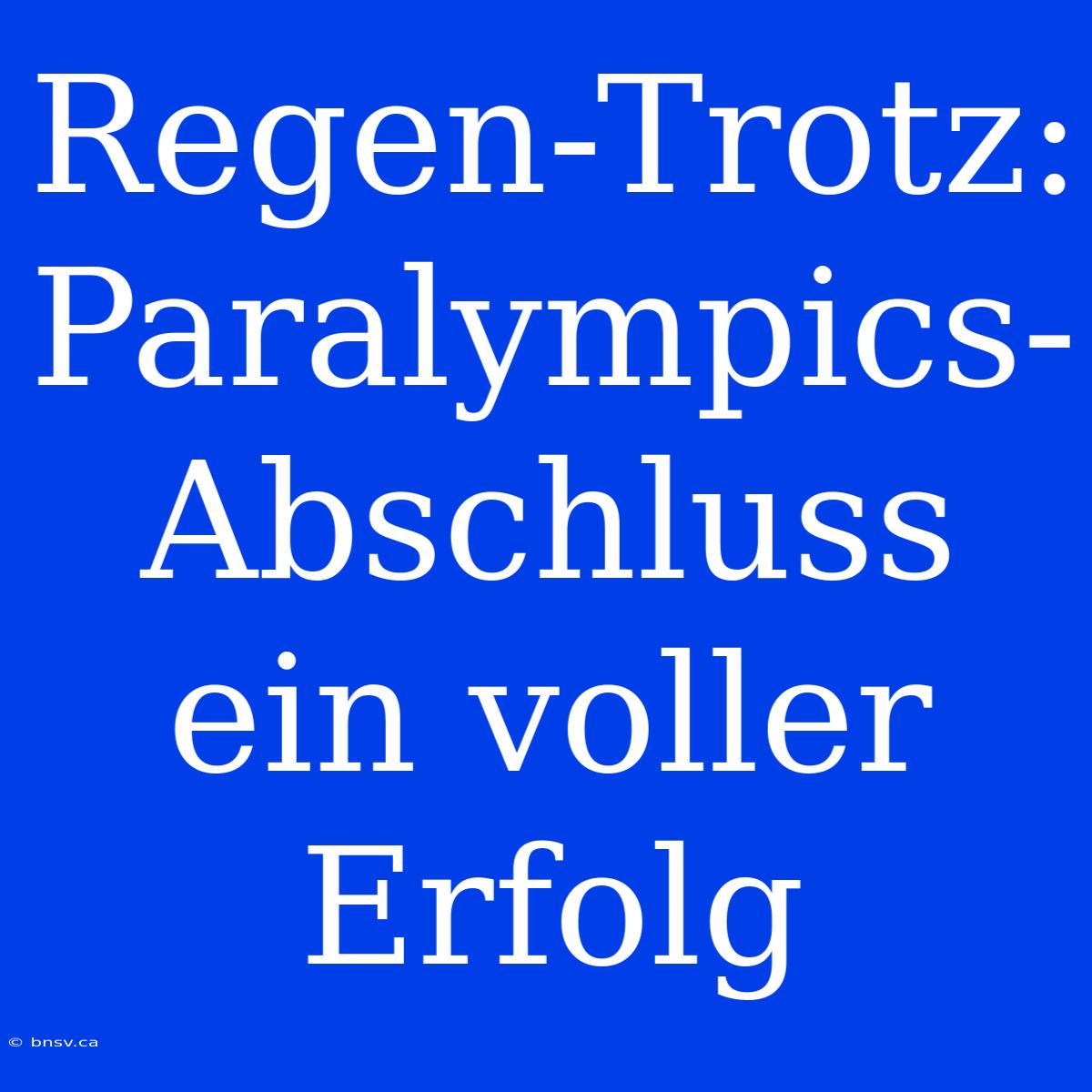 Regen-Trotz: Paralympics-Abschluss Ein Voller Erfolg