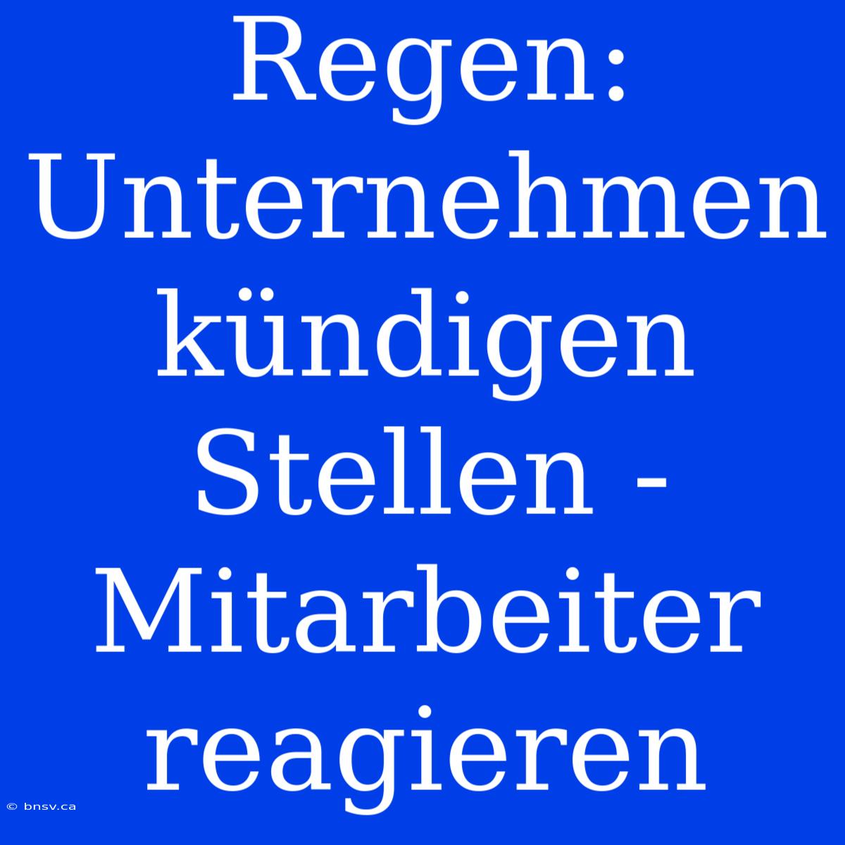 Regen: Unternehmen Kündigen Stellen - Mitarbeiter Reagieren