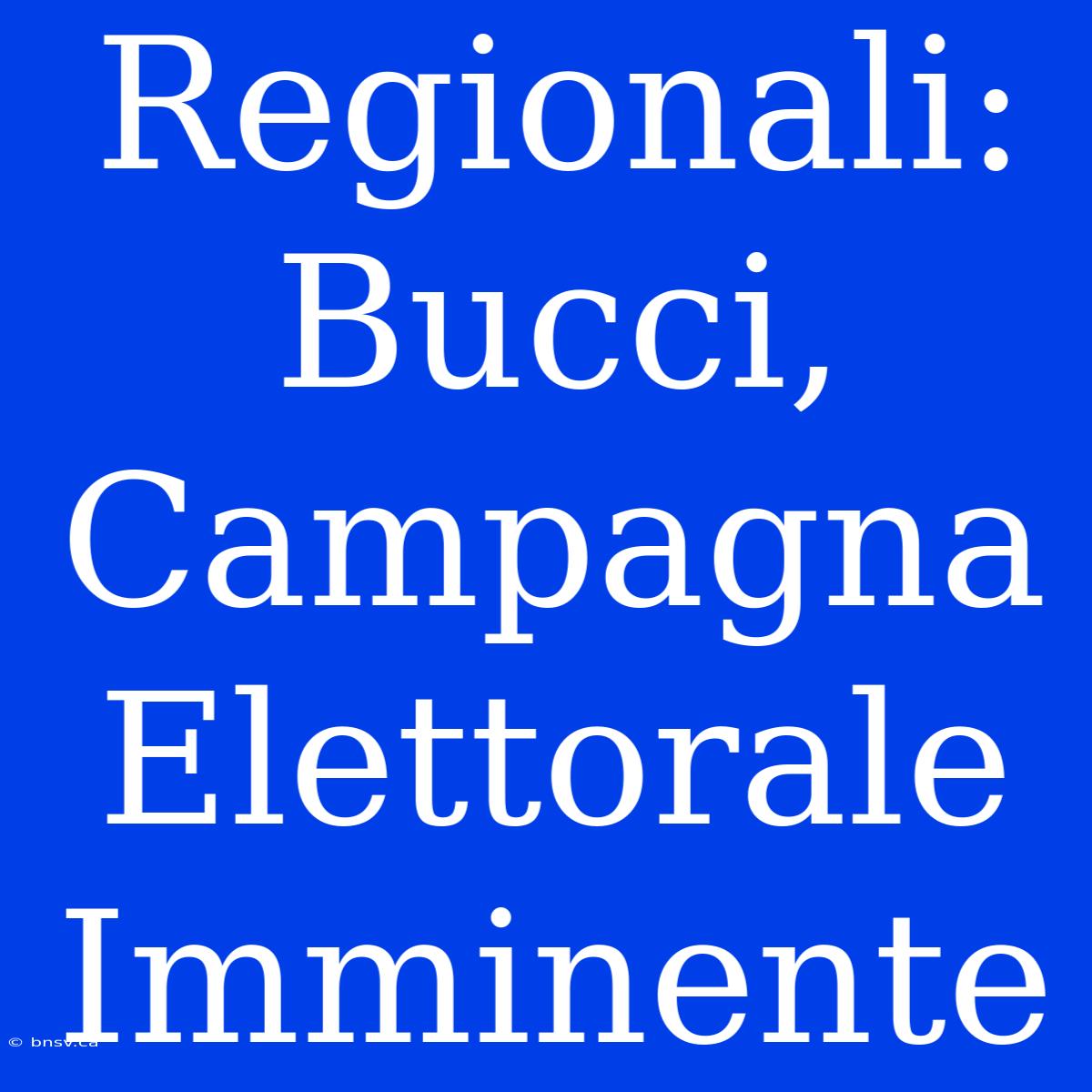 Regionali: Bucci, Campagna Elettorale Imminente