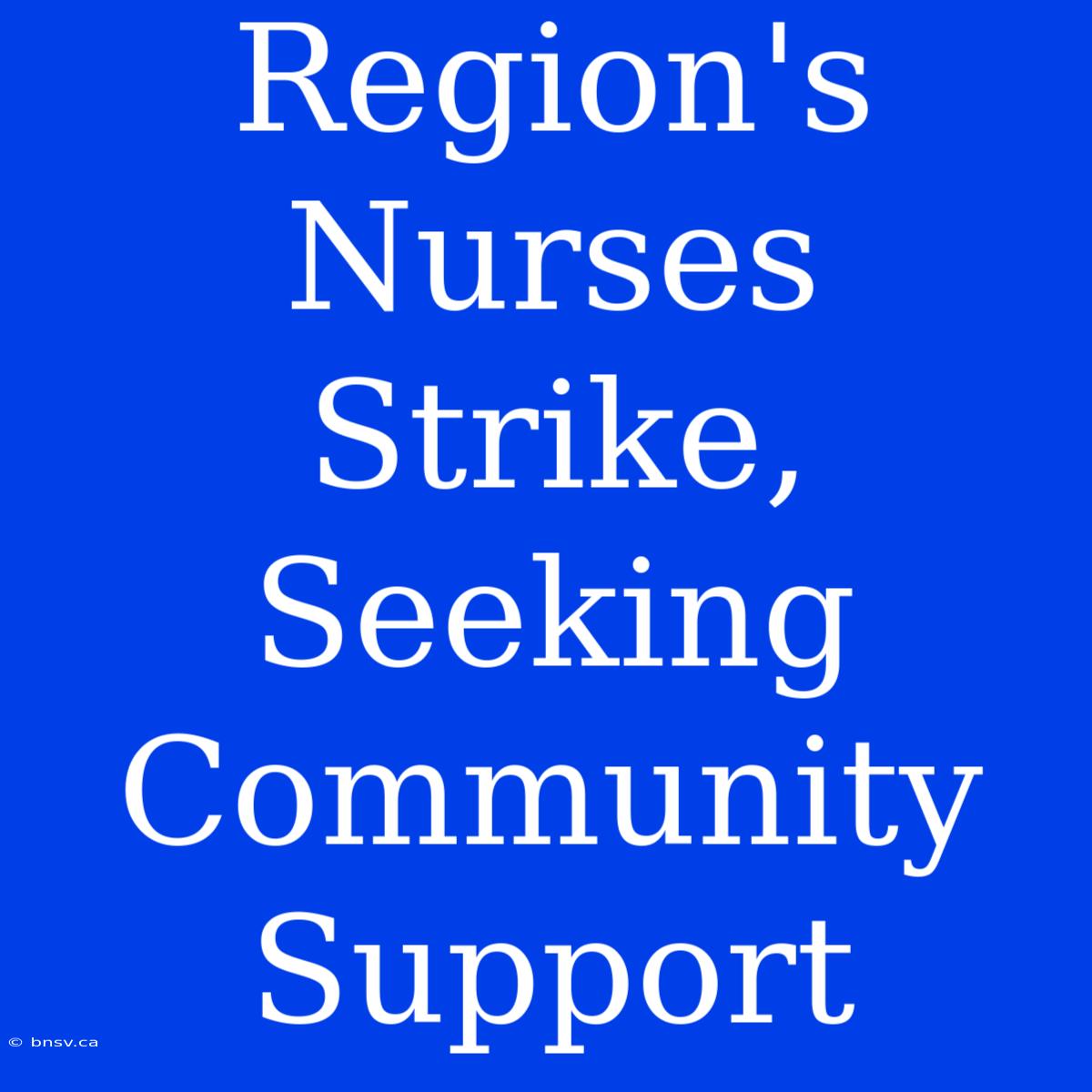 Region's Nurses Strike, Seeking Community Support