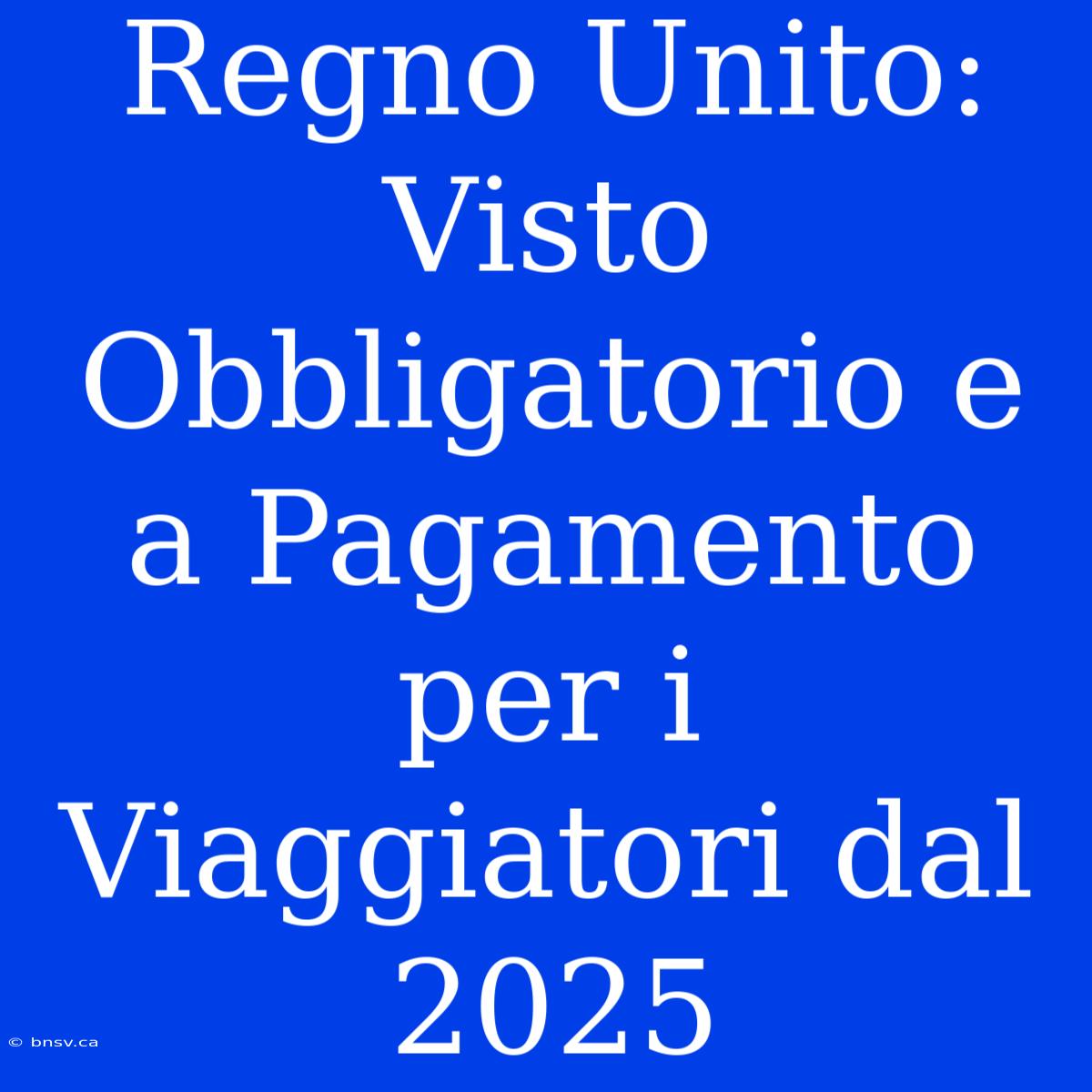 Regno Unito: Visto Obbligatorio E A Pagamento Per I Viaggiatori Dal 2025