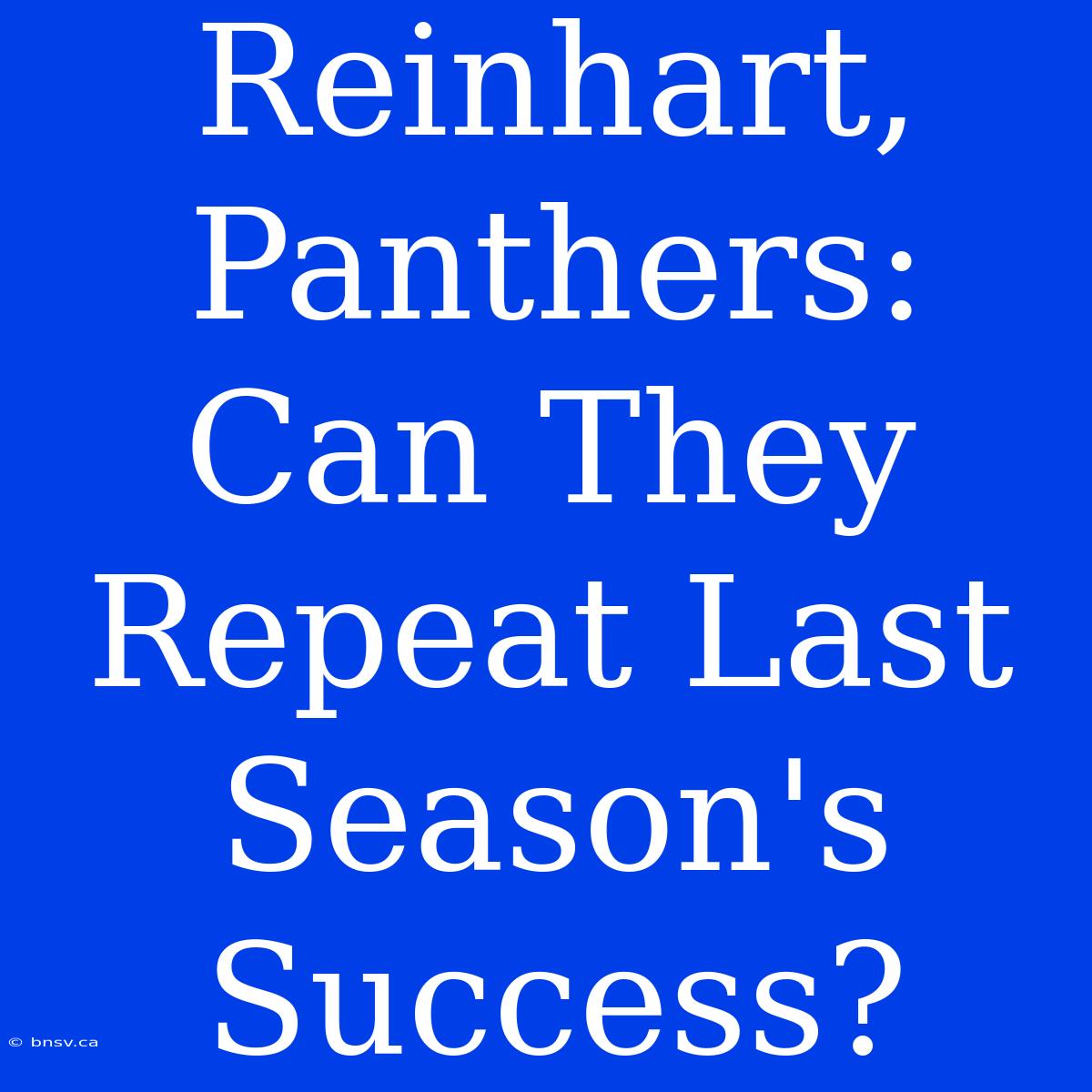 Reinhart, Panthers: Can They Repeat Last Season's Success?