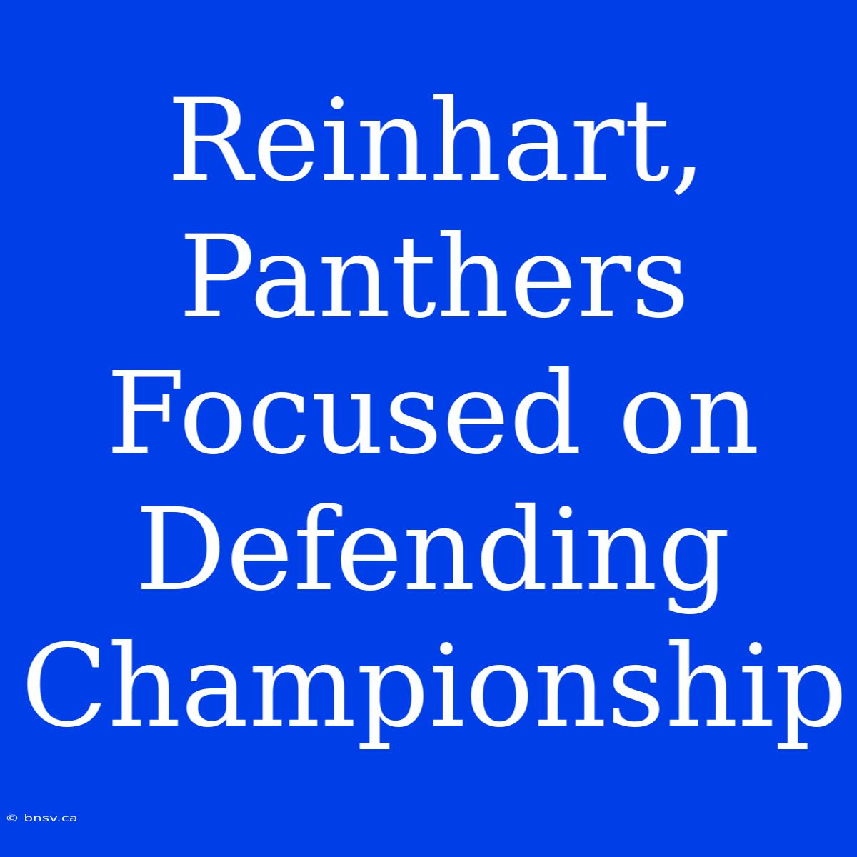 Reinhart, Panthers Focused On Defending Championship