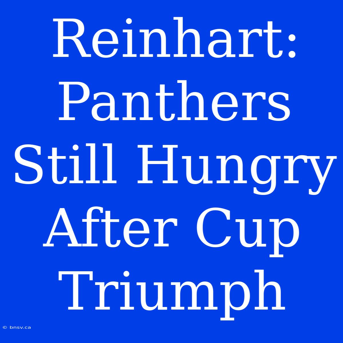 Reinhart: Panthers Still Hungry After Cup Triumph