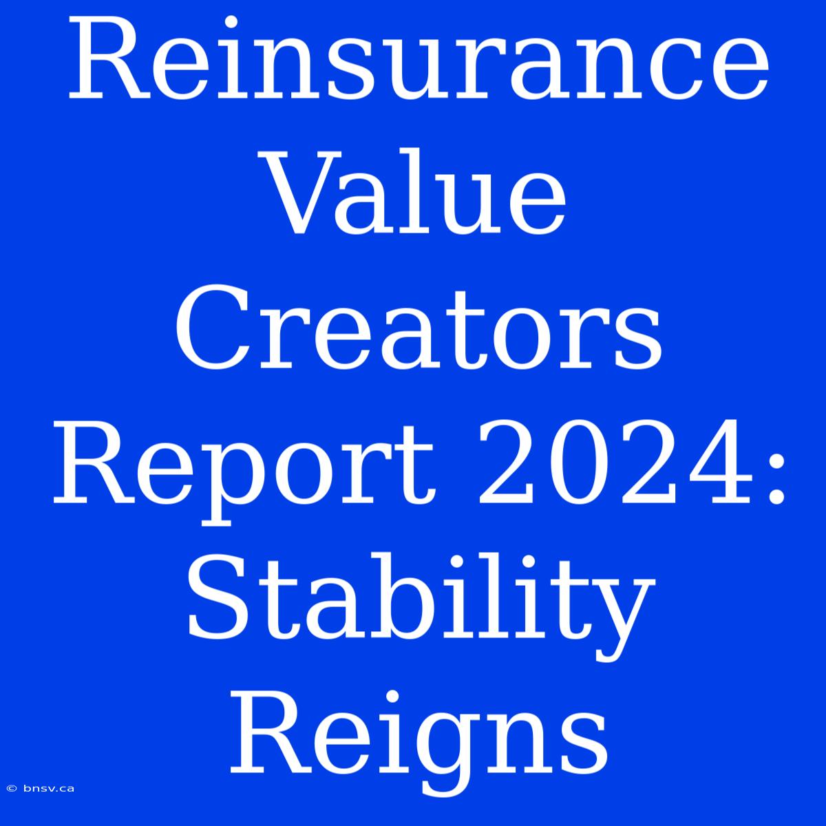 Reinsurance Value Creators Report 2024: Stability Reigns