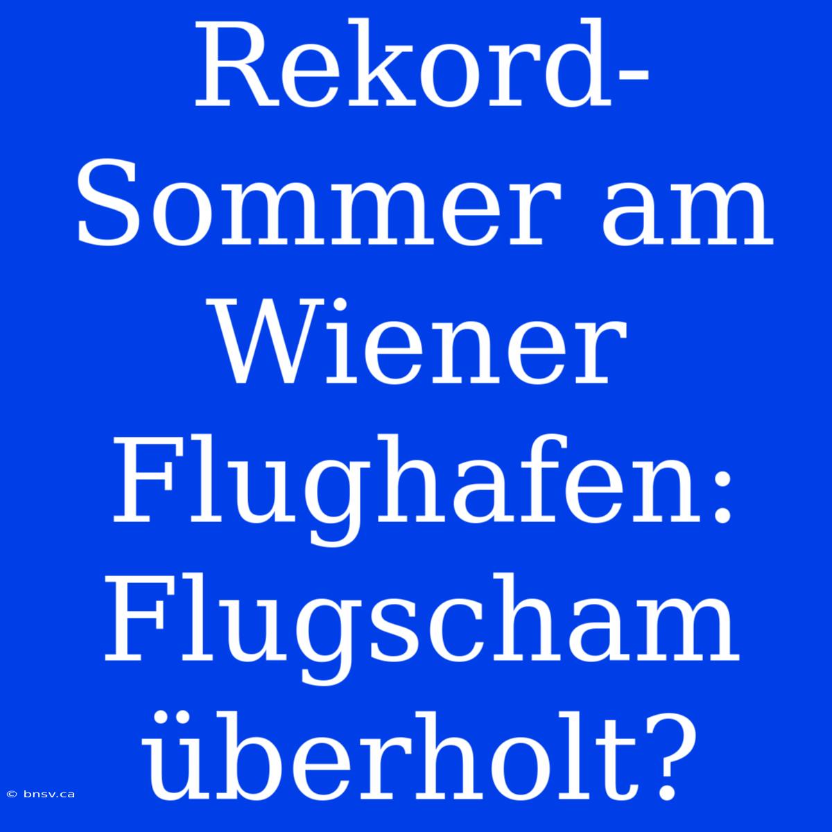 Rekord-Sommer Am Wiener Flughafen: Flugscham Überholt?