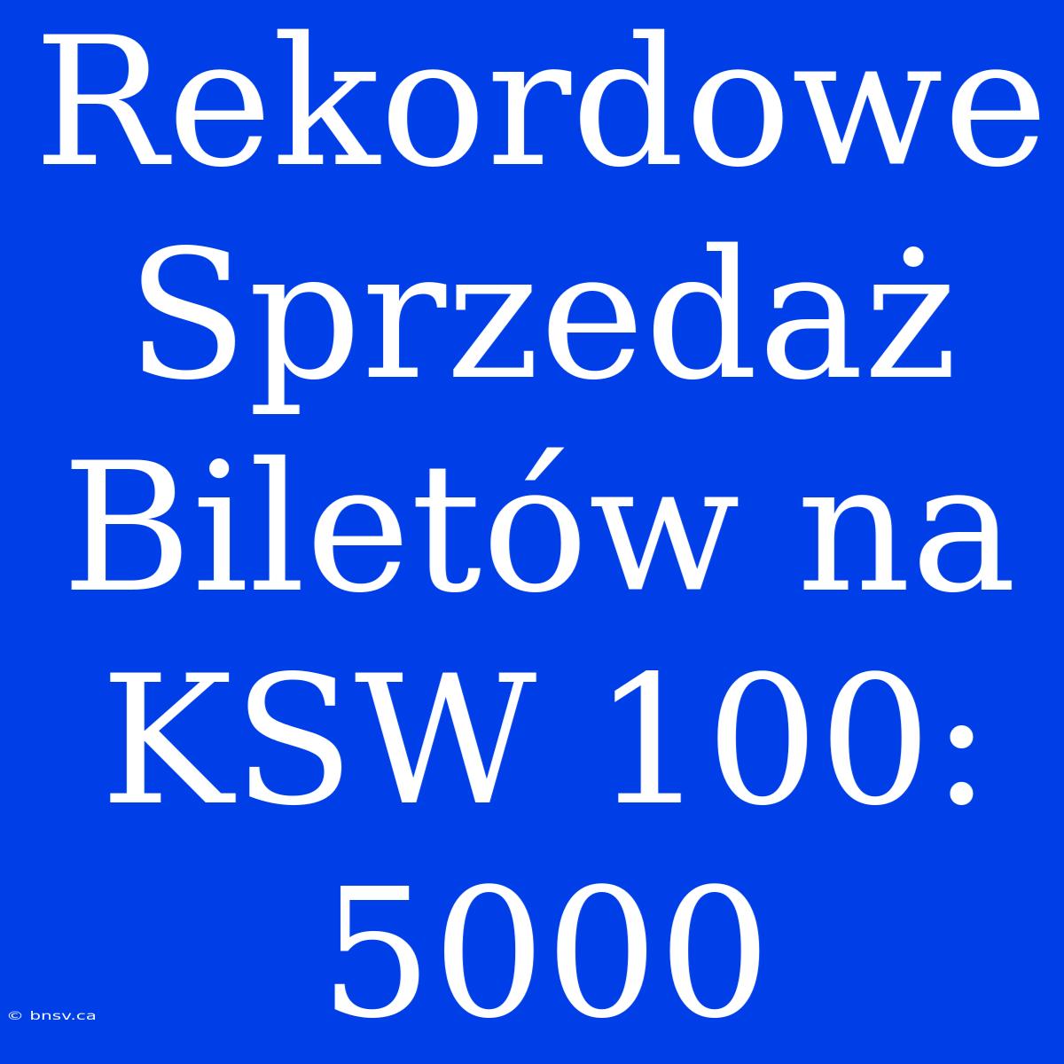 Rekordowe Sprzedaż Biletów Na KSW 100: 5000