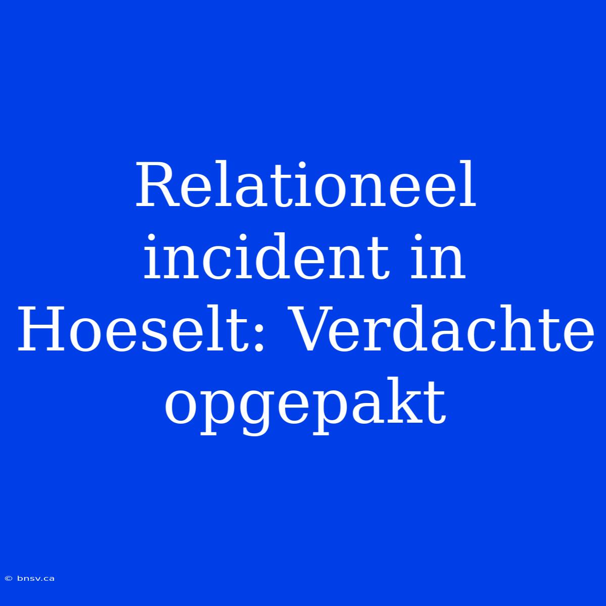 Relationeel Incident In Hoeselt: Verdachte Opgepakt