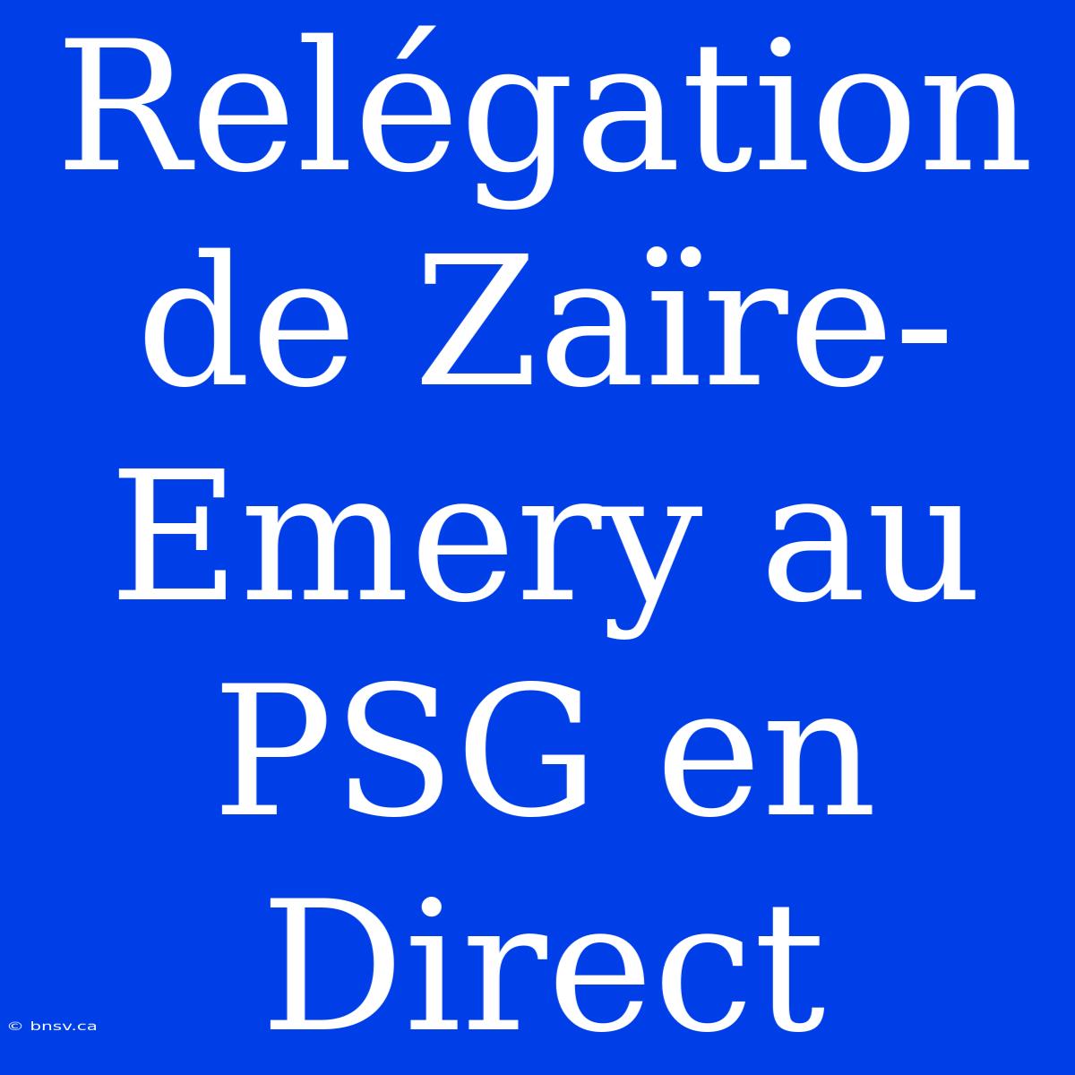 Relégation De Zaïre-Emery Au PSG En Direct