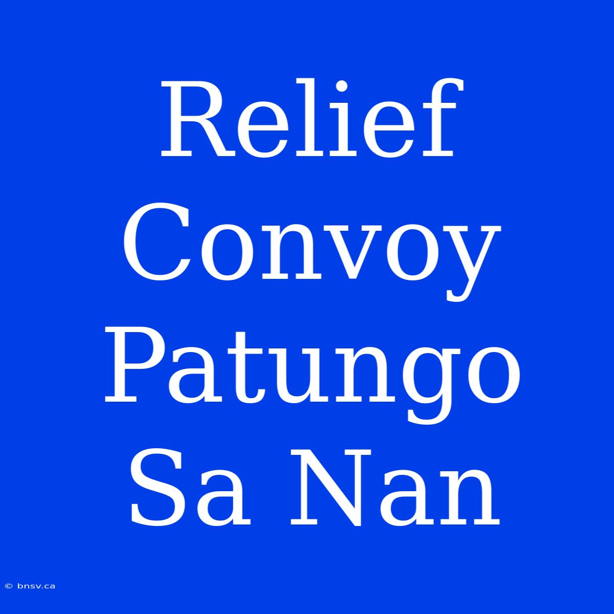 Relief Convoy Patungo Sa Nan