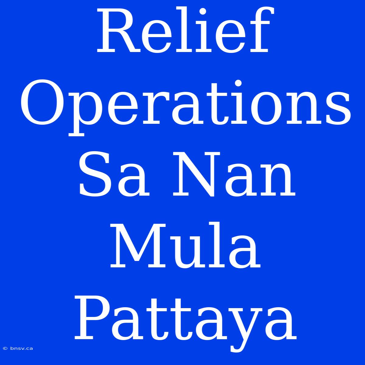 Relief Operations Sa Nan Mula Pattaya