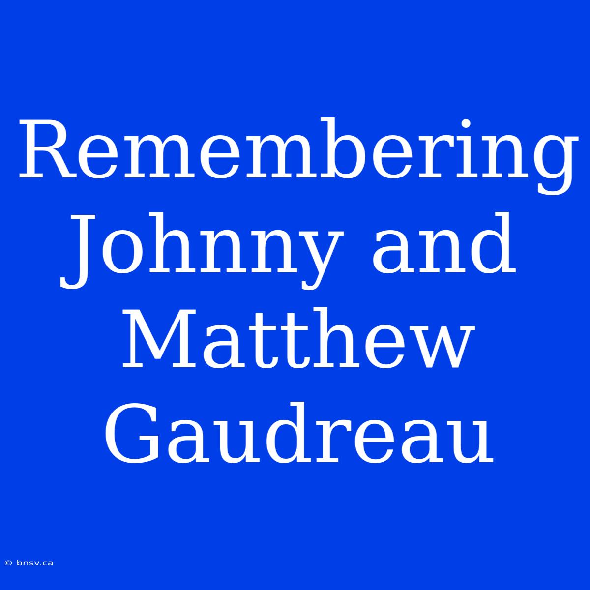 Remembering Johnny And Matthew Gaudreau