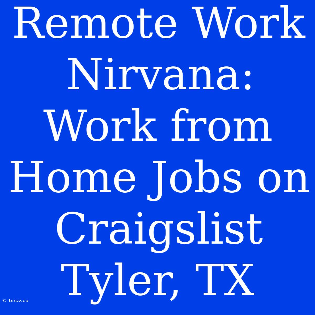 Remote Work Nirvana: Work From Home Jobs On Craigslist Tyler, TX