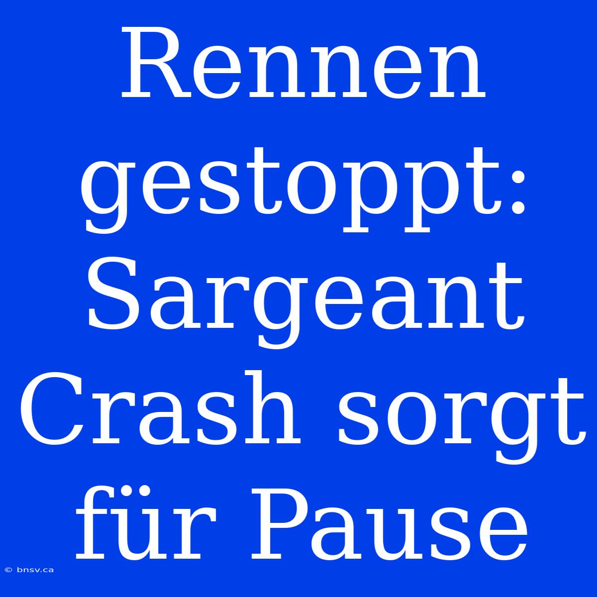 Rennen Gestoppt: Sargeant Crash Sorgt Für Pause