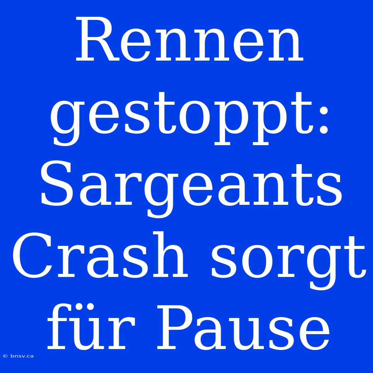 Rennen Gestoppt: Sargeants Crash Sorgt Für Pause