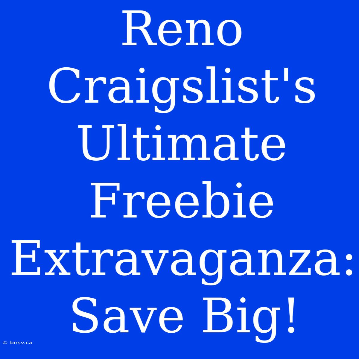 Reno Craigslist's Ultimate Freebie Extravaganza: Save Big!