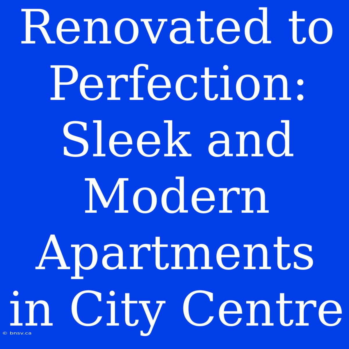 Renovated To Perfection: Sleek And Modern Apartments In City Centre