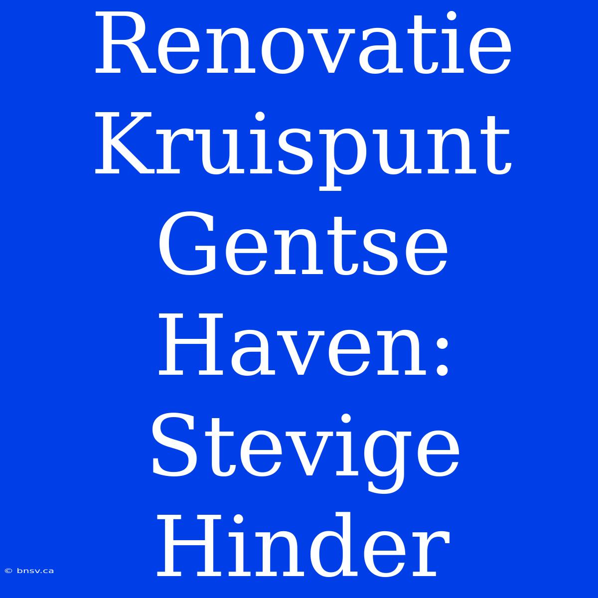 Renovatie Kruispunt Gentse Haven: Stevige Hinder