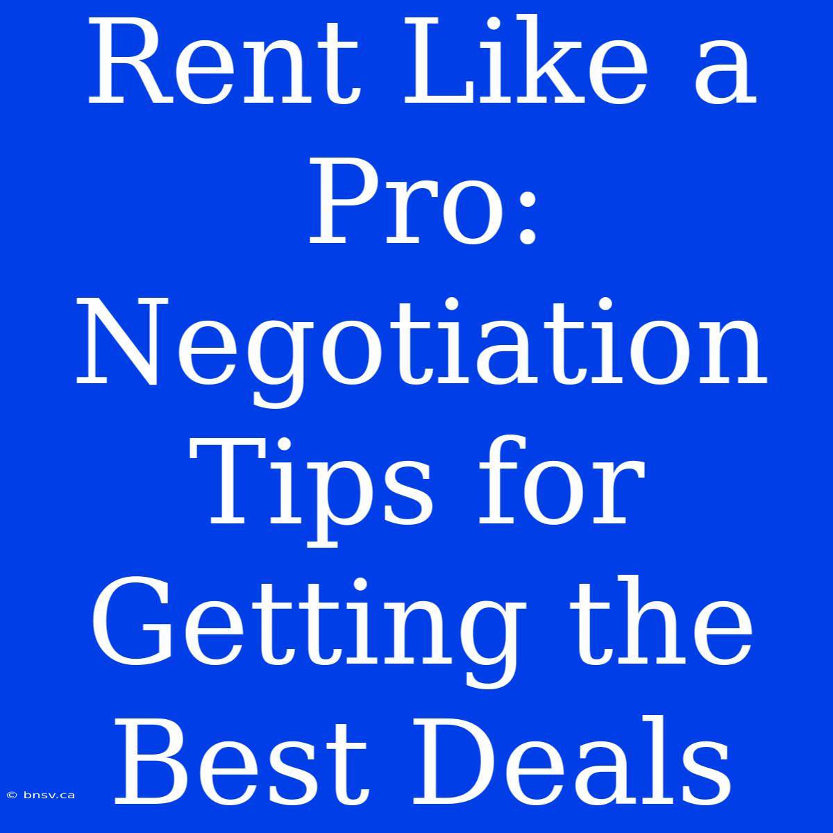 Rent Like A Pro: Negotiation Tips For Getting The Best Deals