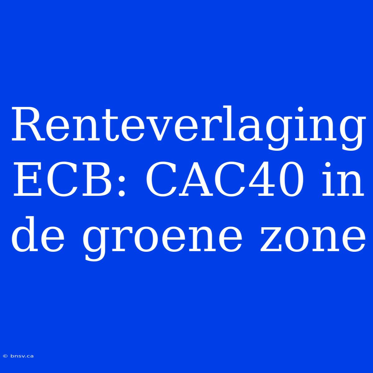 Renteverlaging ECB: CAC40 In De Groene Zone