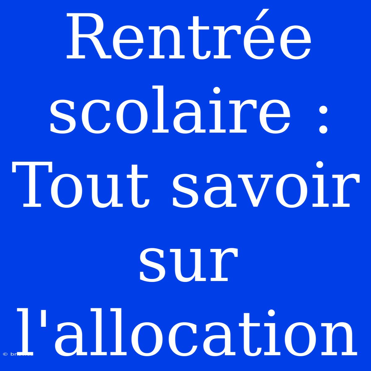 Rentrée Scolaire : Tout Savoir Sur L'allocation