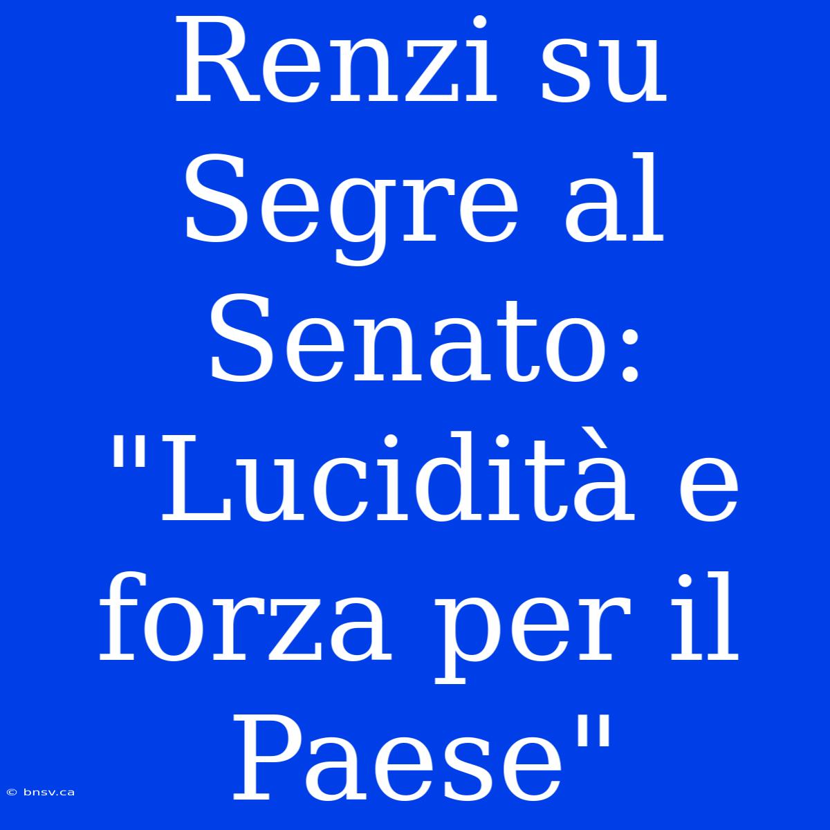 Renzi Su Segre Al Senato: 