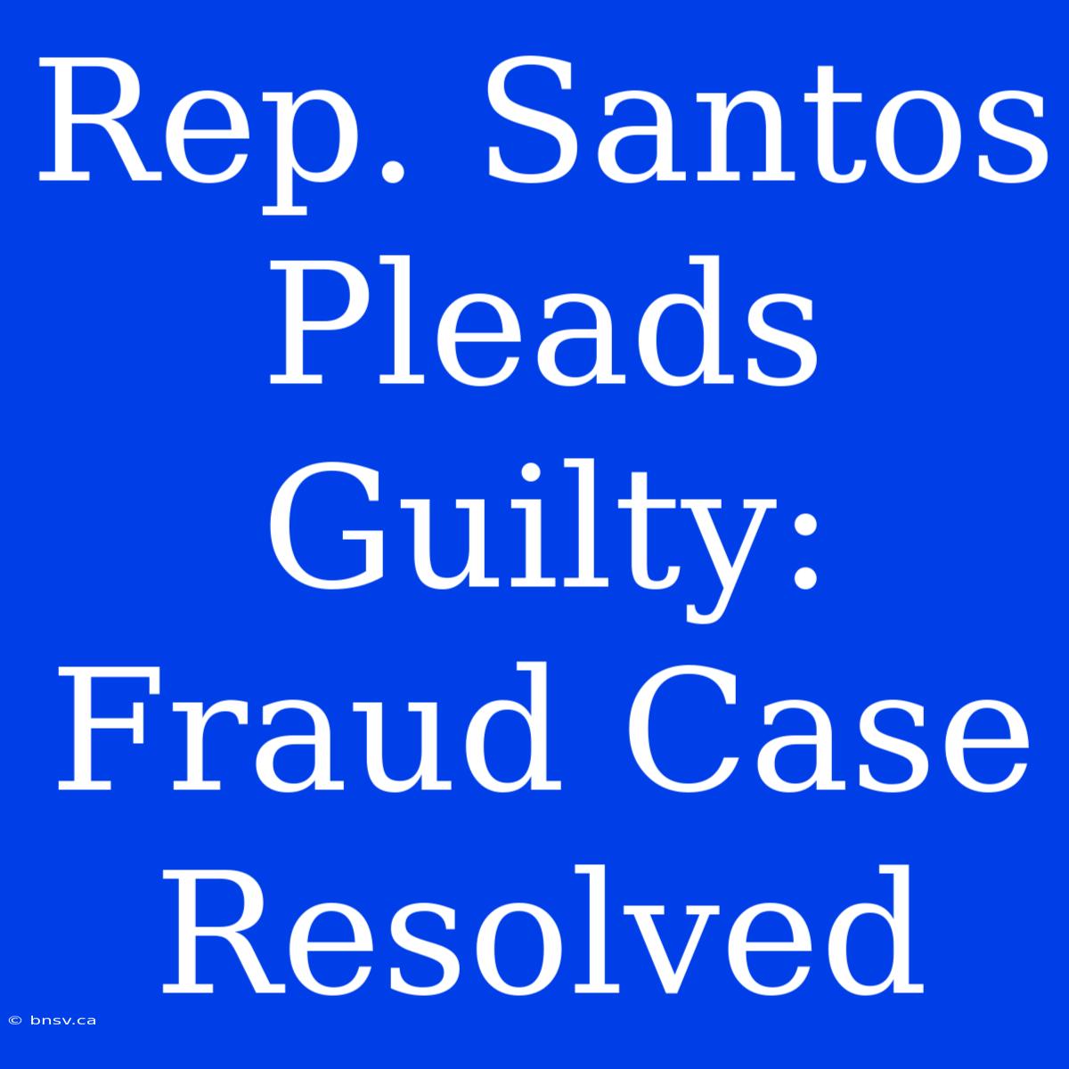 Rep. Santos Pleads Guilty: Fraud Case Resolved