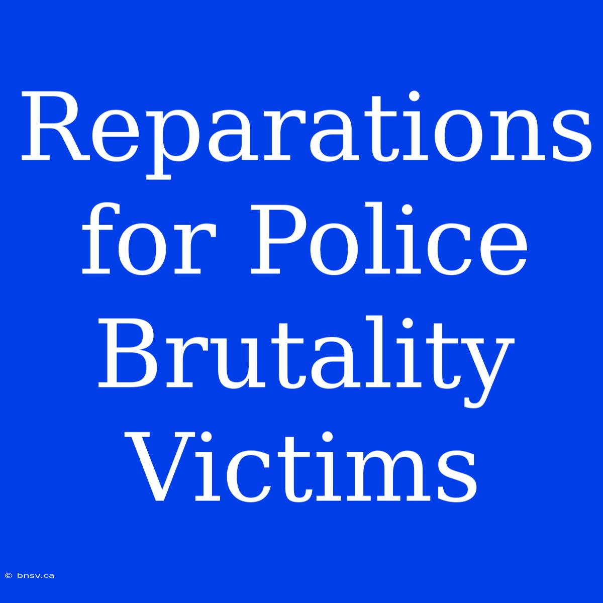 Reparations For Police Brutality Victims