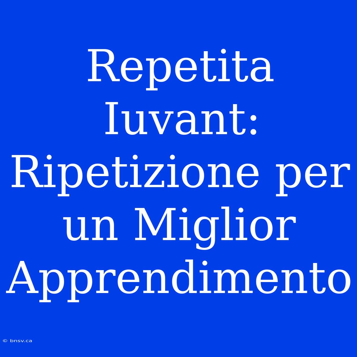 Repetita Iuvant: Ripetizione Per Un Miglior Apprendimento