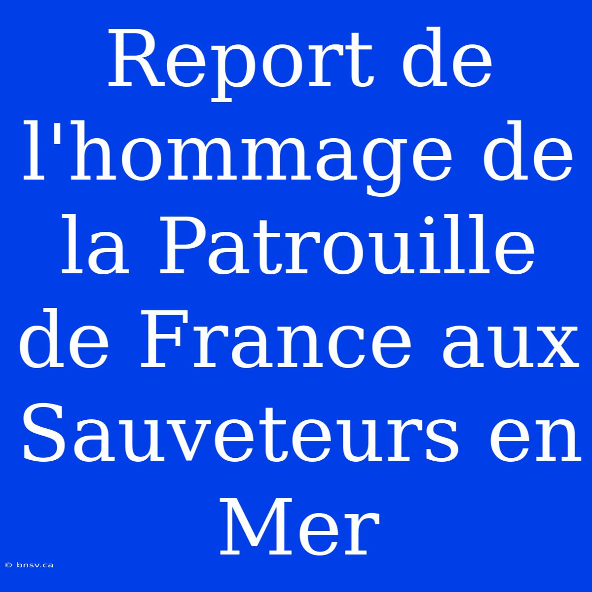 Report De L'hommage De La Patrouille De France Aux Sauveteurs En Mer