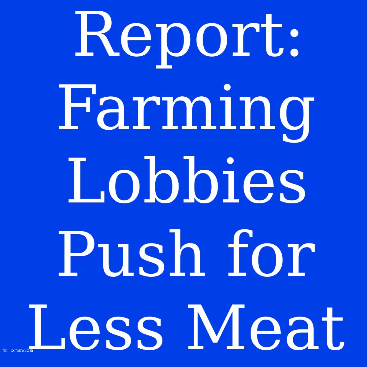 Report: Farming Lobbies Push For Less Meat