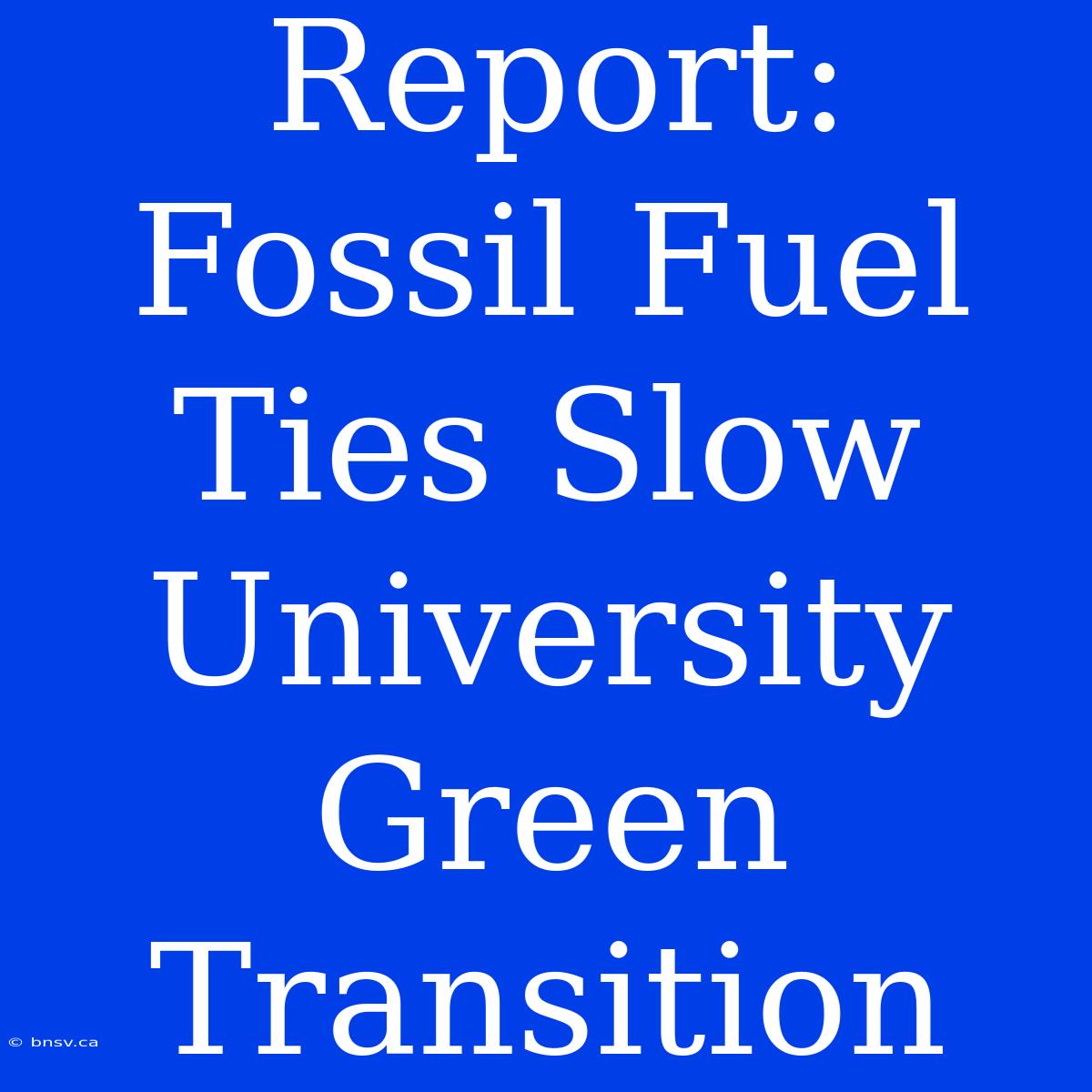 Report: Fossil Fuel Ties Slow University Green Transition