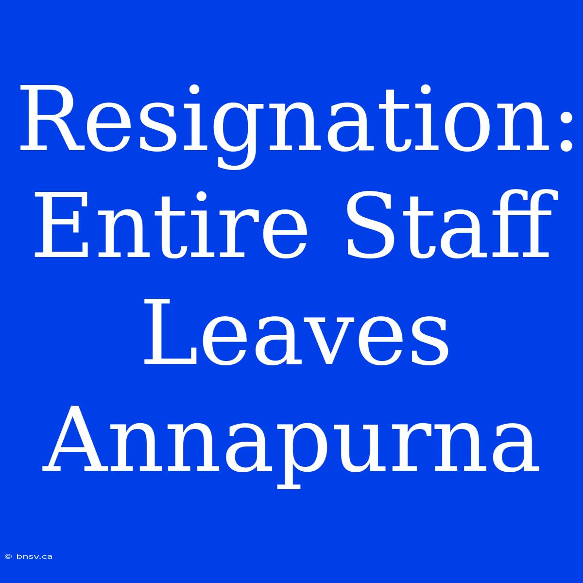 Resignation: Entire Staff Leaves Annapurna